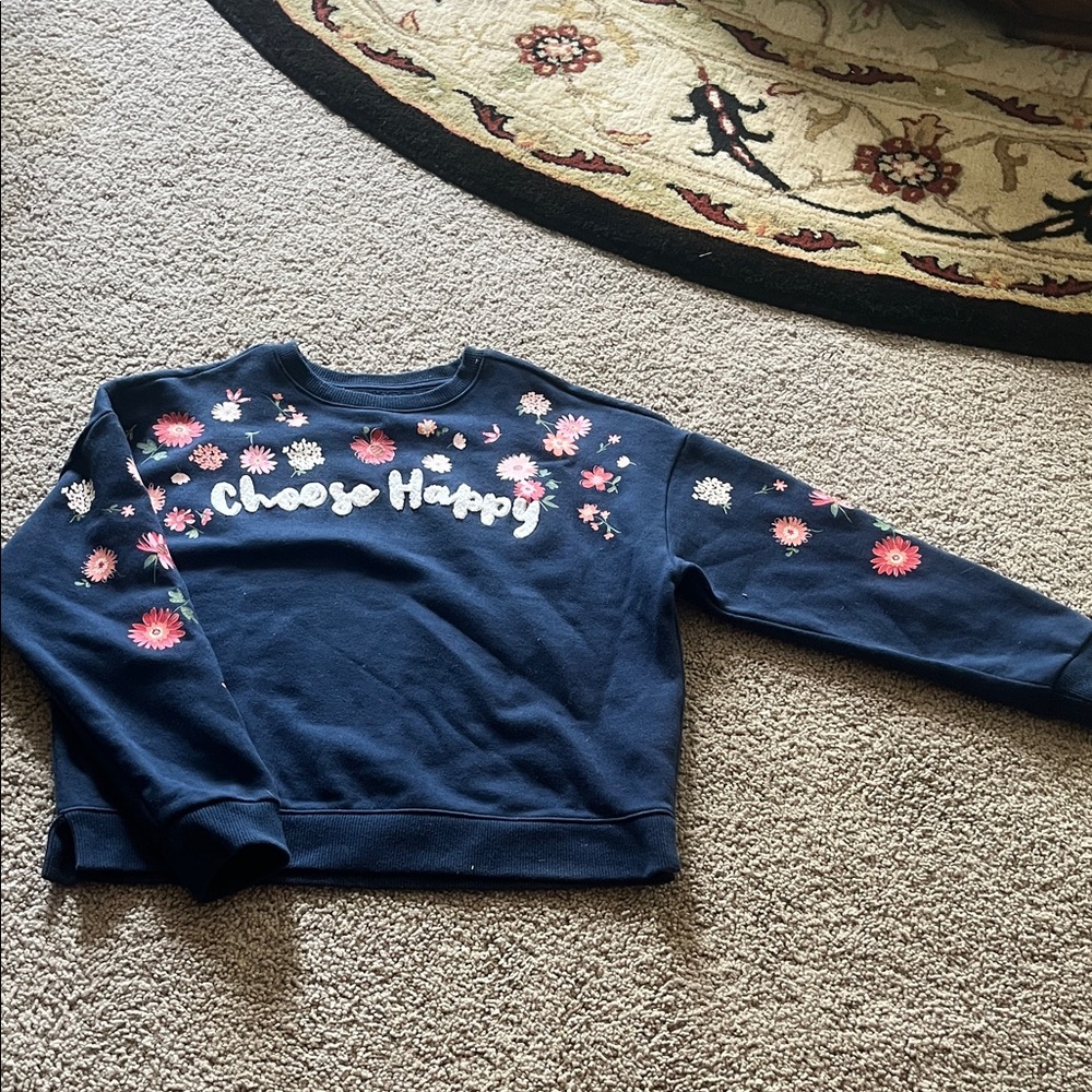 Wonder Nation Navy Sweatshirt with Floral Design